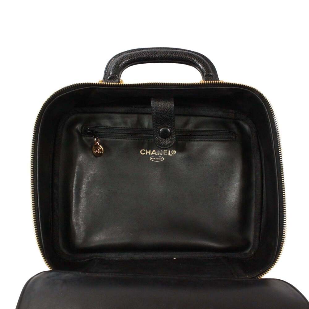 CHANEL Black Caviar Leather Logo Vanity Bag - Picture 7 of 15